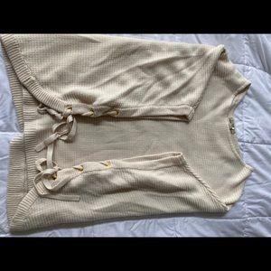 Cream and Gold poncho by Loft